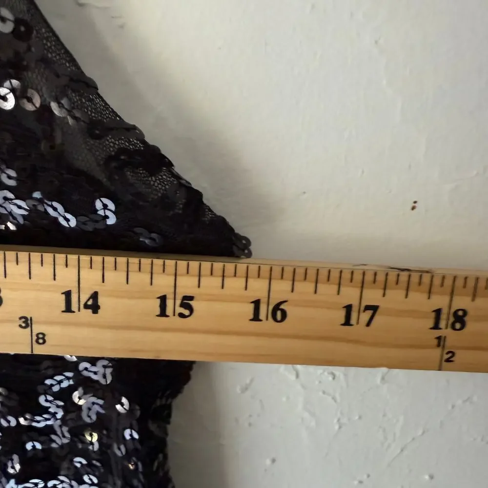 Wildcat Black Sequin Tank Top L‎ Y2K Fairy Grunge Mesh Going Out Top
